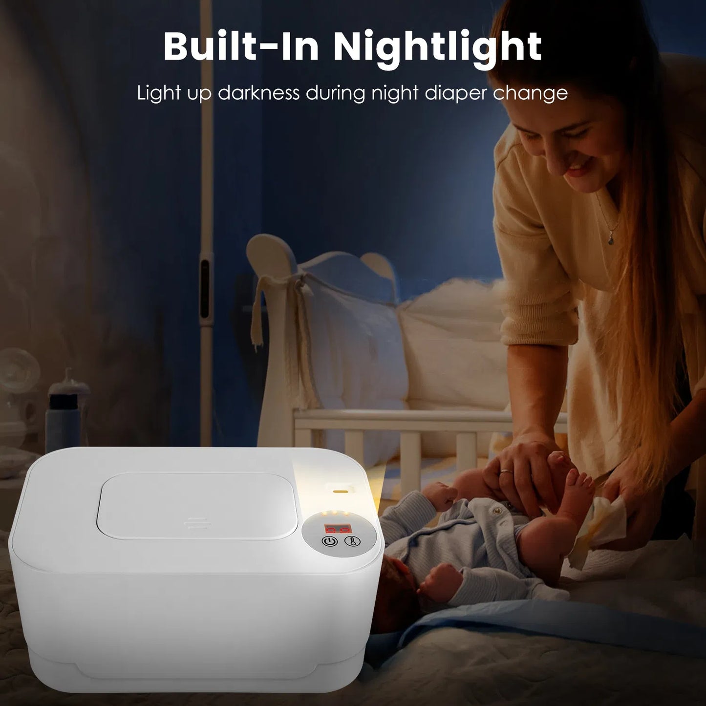 Baby Wipe Warmer - 3 Temperature Settings with Night Light