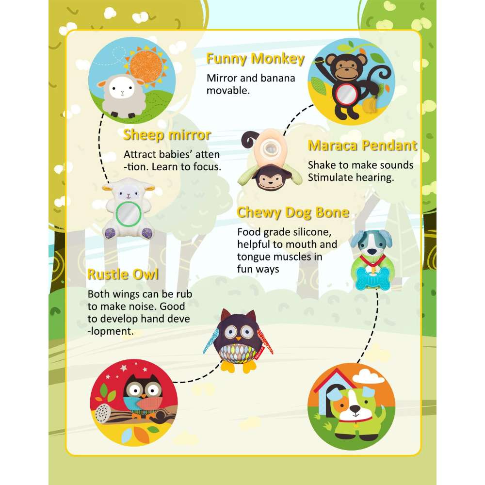 Keeygo Baby Play Mat - Zoo Theme Sensory Activity Gym (0-6 Months)