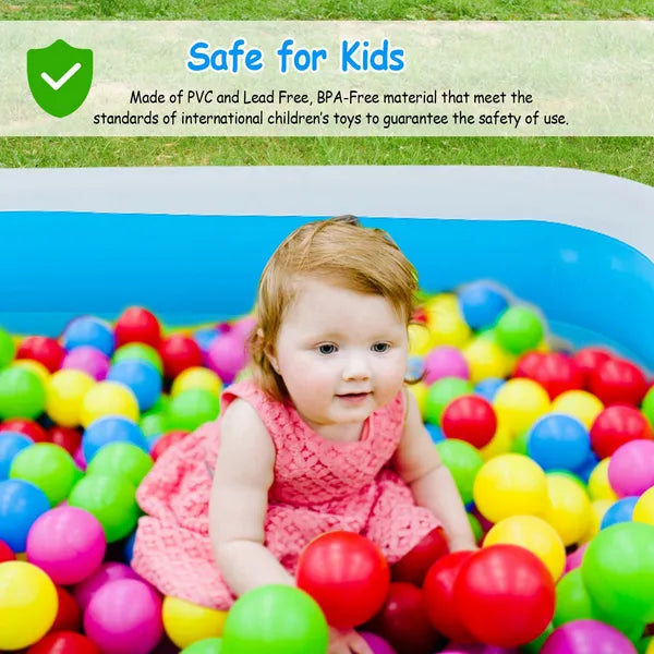 Inflatable Family Swimming Pool - Large Kiddie Pool for Kids & Adults