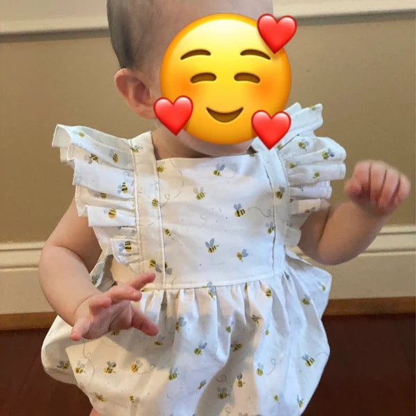 Baby Girl Honeybee Bubble Romper - 1st Bee Day Birthday Outfit