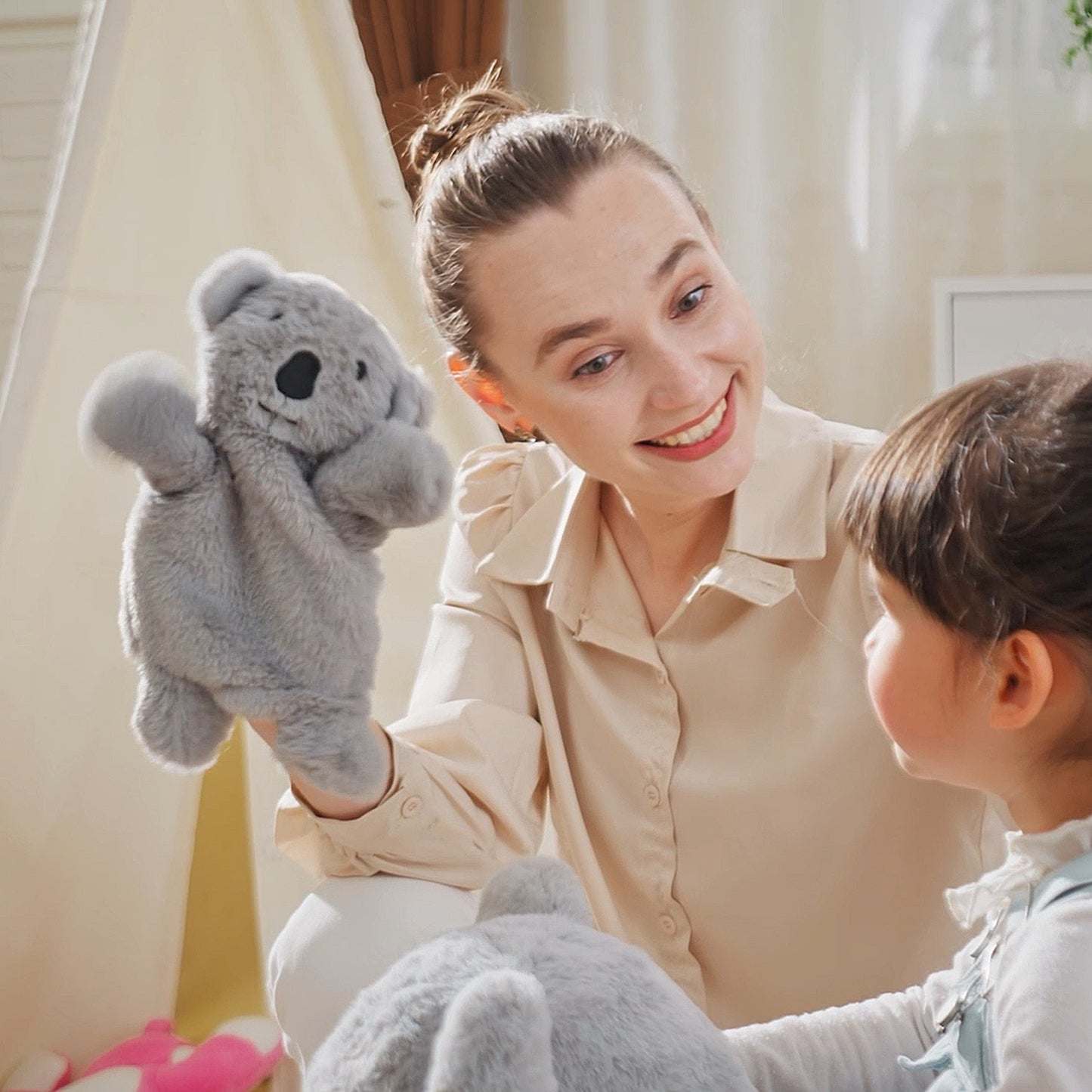 Kids Ride-On Rocking Horse - Koala-Shaped Rocker with Sounds (Gray, Ages 18-36 Months)