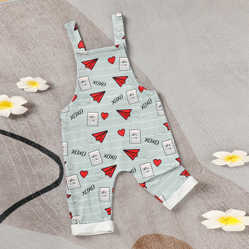 Baby Casual Overalls - Heart & Paper Plane Print Romper (Spring/Fall)