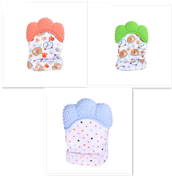 Baby Teether Gloves - Anti-Bite Silicone Molar Gloves with Sound