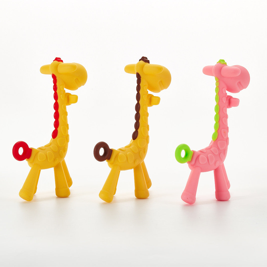 Giraffe Baby Teether Toy - Soft Silicone Molar Stick