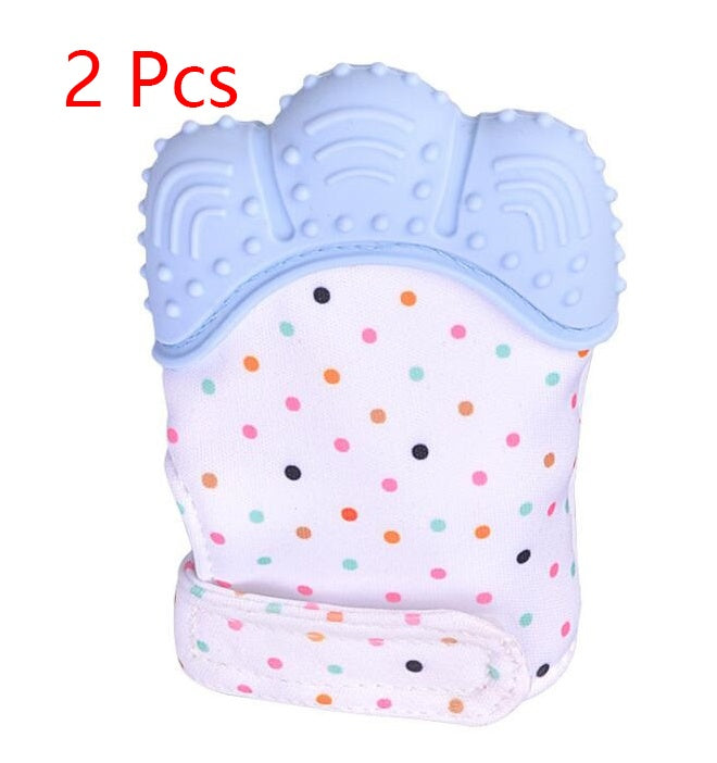 Baby Teether Gloves - Anti-Bite Silicone Molar Gloves with Sound