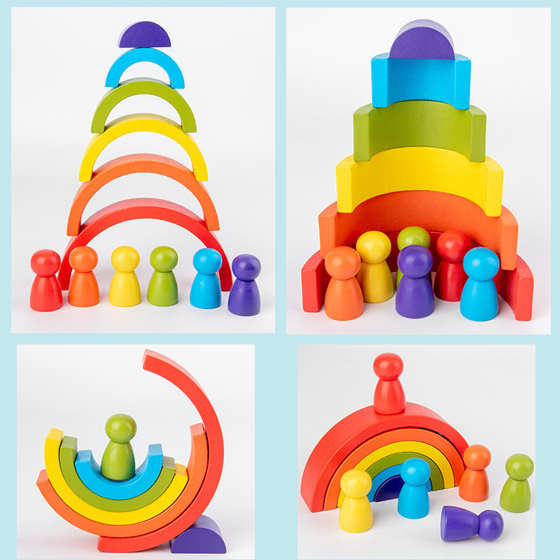 Rainbow Arched Building Blocks - Montessori Wooden Stacking Toy