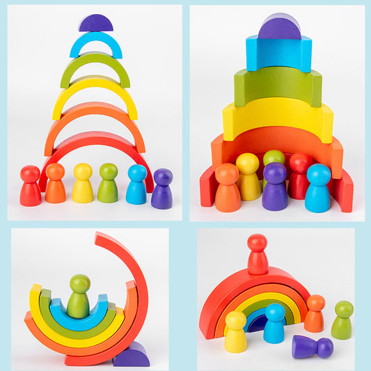 Rainbow Arched Building Blocks - Montessori Wooden Stacking Toy