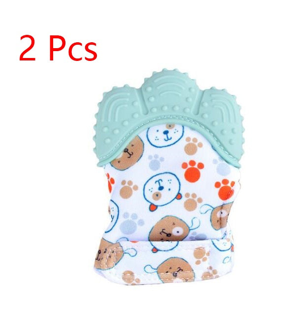 Baby Teether Gloves - Anti-Bite Silicone Molar Gloves with Sound