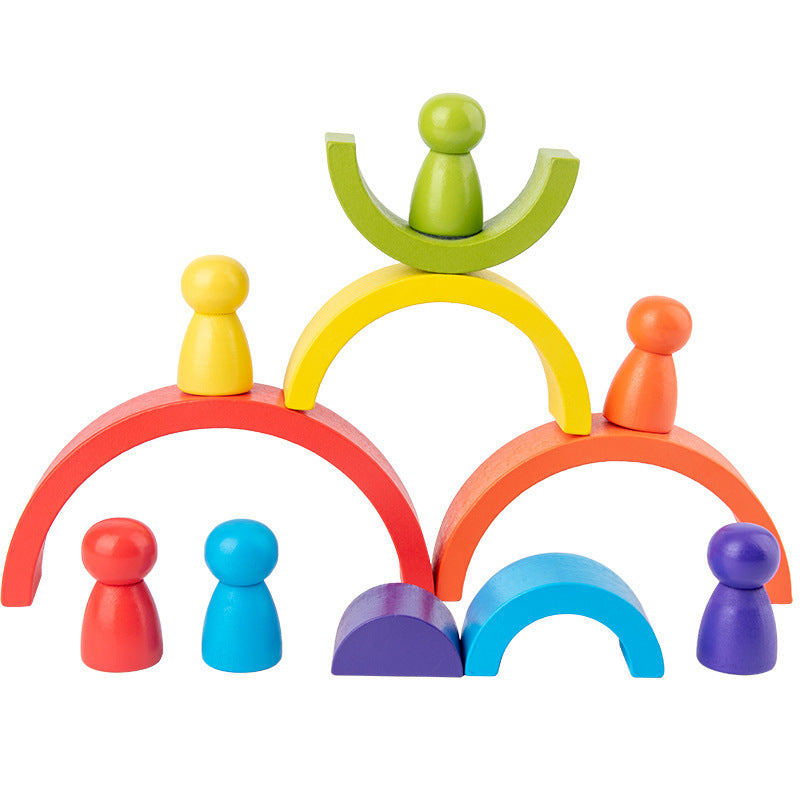 Rainbow Arched Building Blocks - Montessori Wooden Stacking Toy