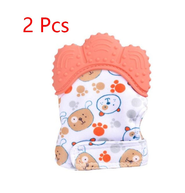 Baby Teether Gloves - Anti-Bite Silicone Molar Gloves with Sound