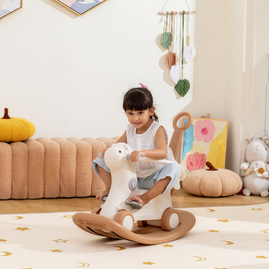 4-in-1 Rocking Horse - Detachable Balance Board & Push Handle (Brown, Ages 1-3)
