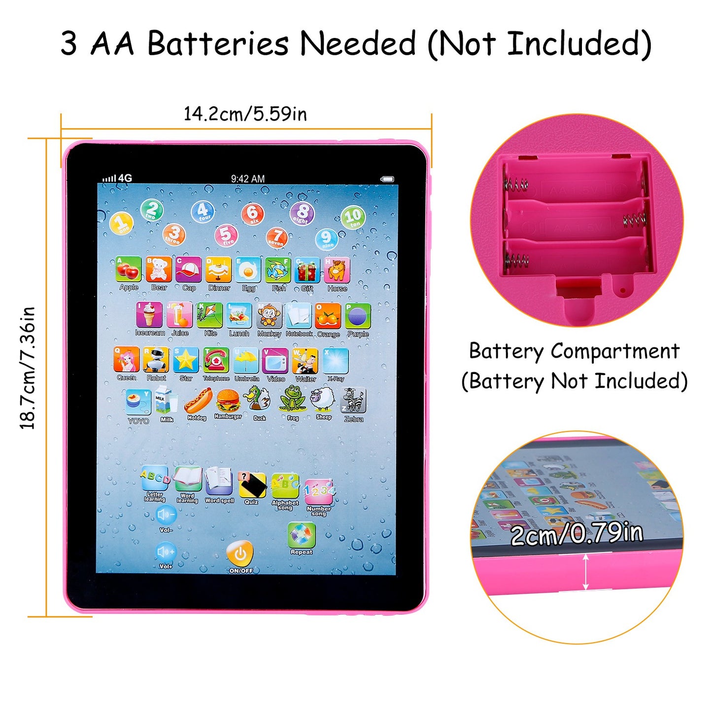 Baby Learning Tablet - Educational Touch Screen Toy for Kids 1-6 Years