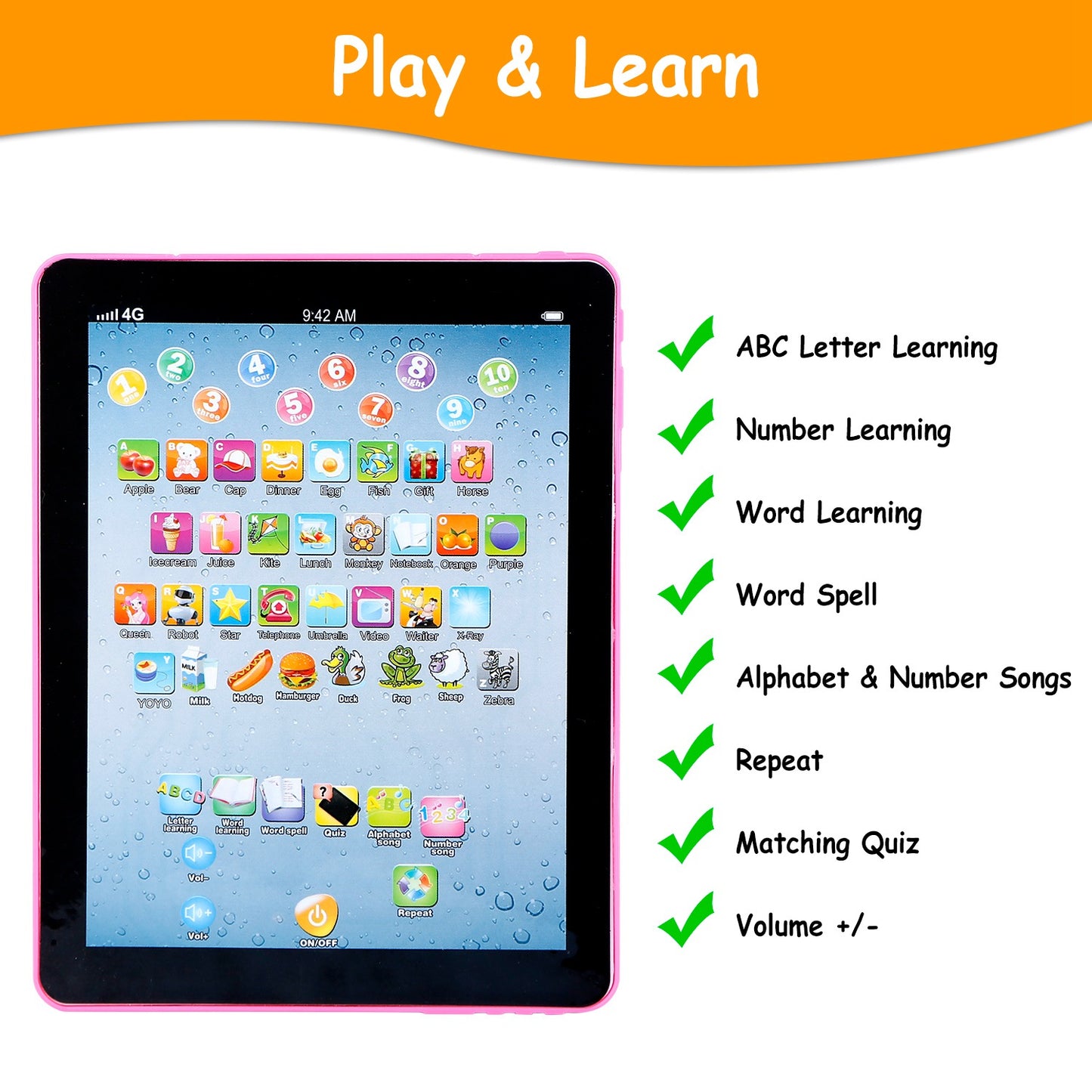 Baby Learning Tablet - Educational Touch Screen Toy for Kids 1-6 Years