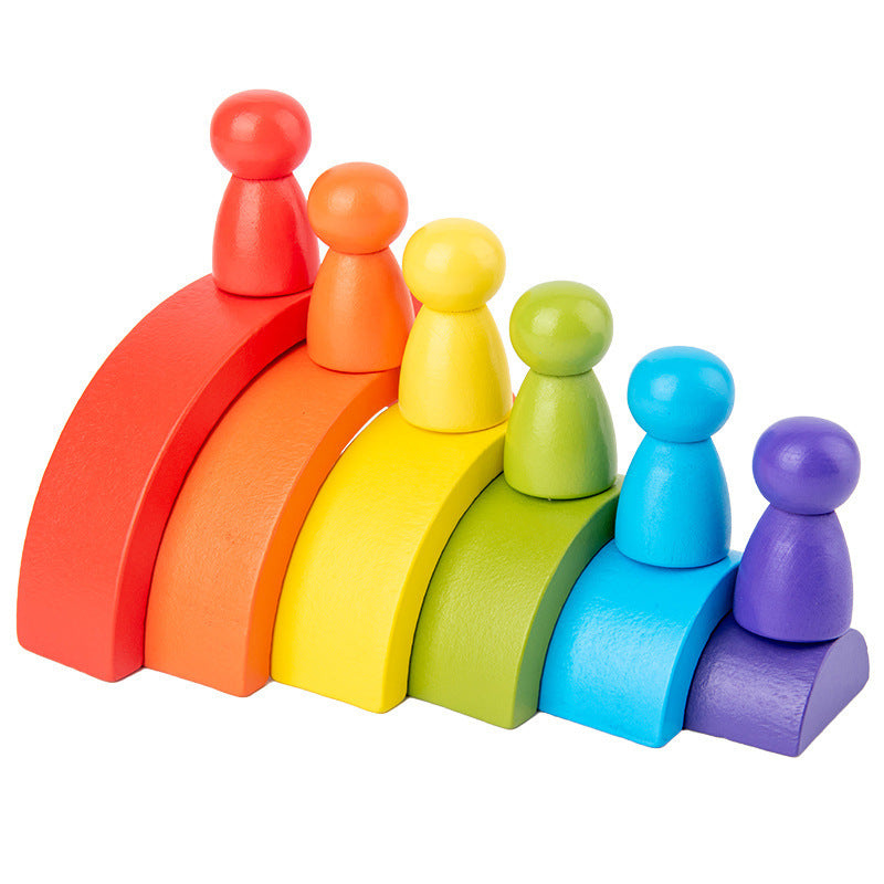Rainbow Arched Building Blocks - Montessori Wooden Stacking Toy