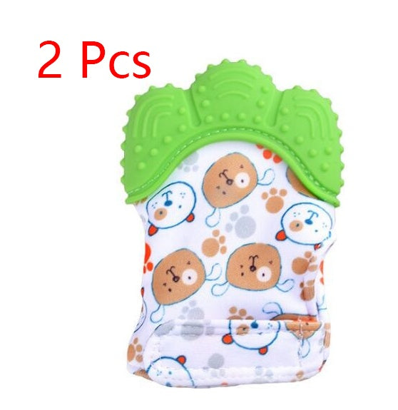 Baby Teether Gloves - Anti-Bite Silicone Molar Gloves with Sound