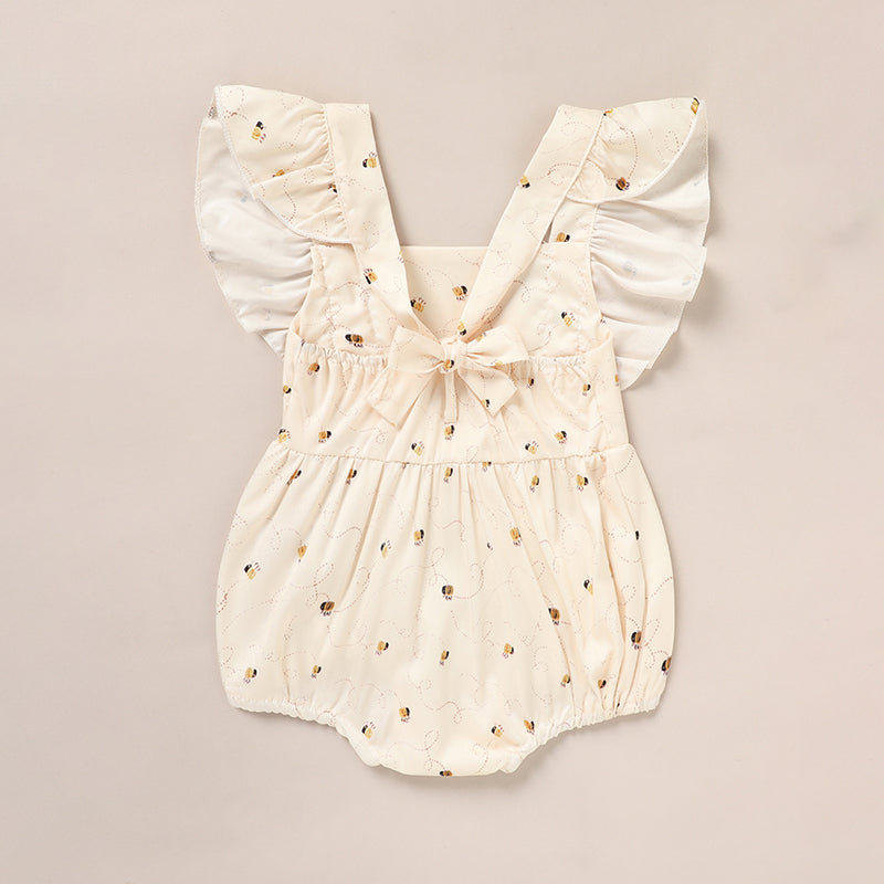 Baby Girl Honeybee Bubble Romper - 1st Bee Day Birthday Outfit
