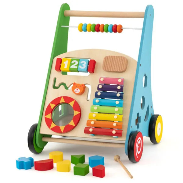 Wooden Baby Walker - 7-in-1 Activity Center for Toddlers 3 Years