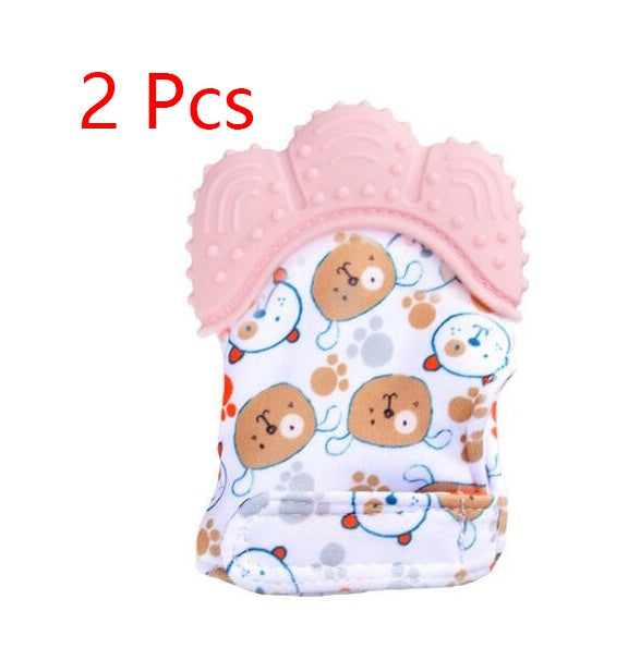 Baby Teether Gloves - Anti-Bite Silicone Molar Gloves with Sound