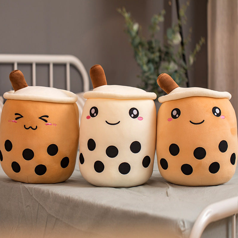Cute Bubble Tea Plush Pillow - Kawaii Strawberry Milk Tea Stuffed Toy
