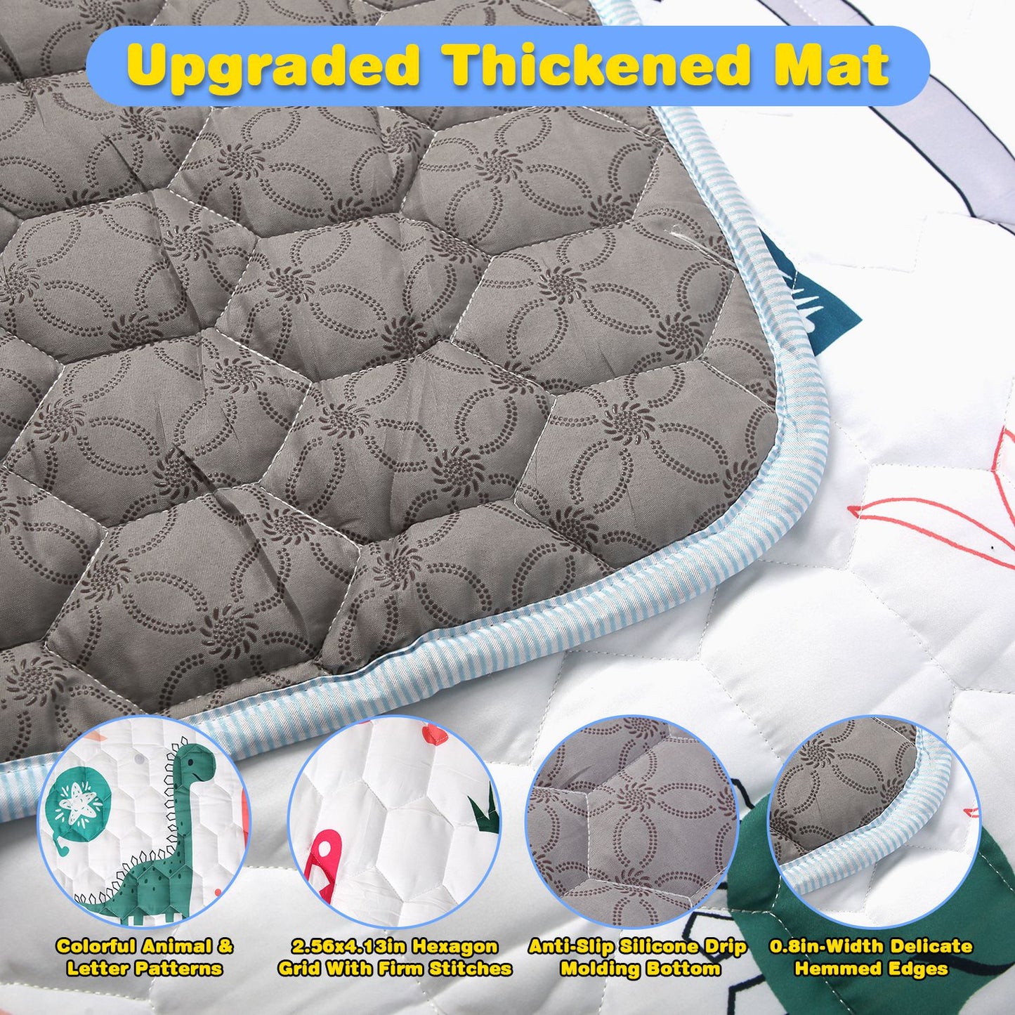 Baby Play Mat - Non-Slip Foldable Crawling Mat (71x59" or 50x50")