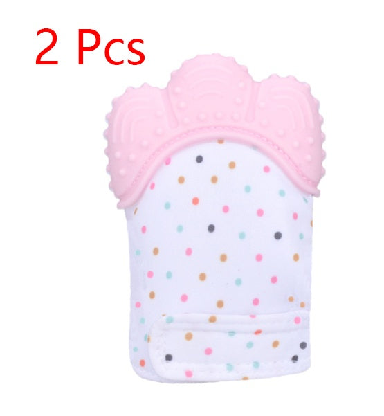 Baby Teether Gloves - Anti-Bite Silicone Molar Gloves with Sound