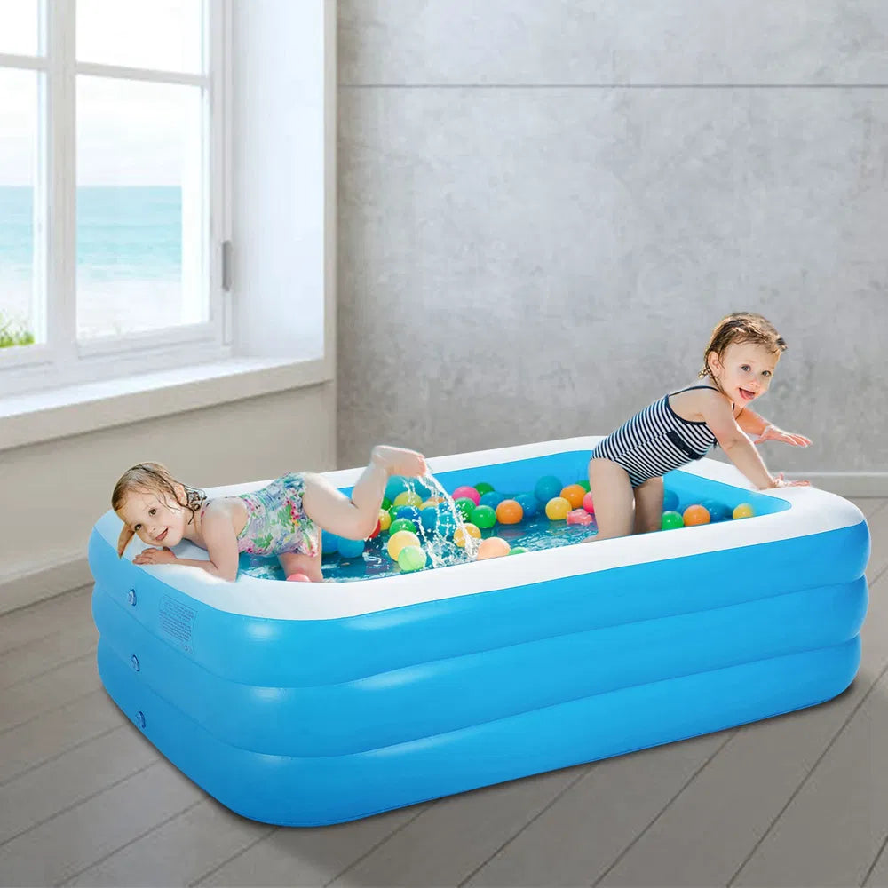 Inflatable Family Swimming Pool - Large Kiddie Pool for Kids & Adults