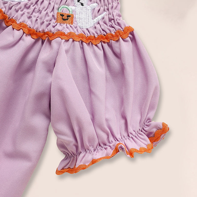Baby Girl Halloween Dress - Ghost Embroidery Dress with Headband
