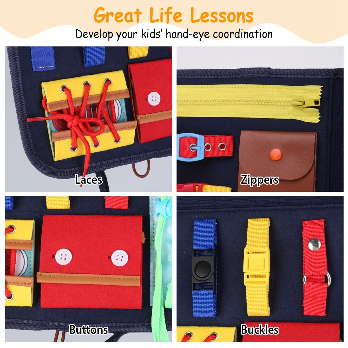Kids Busy Board - Montessori Sensory Activity Learning Toy for Ages 1-6