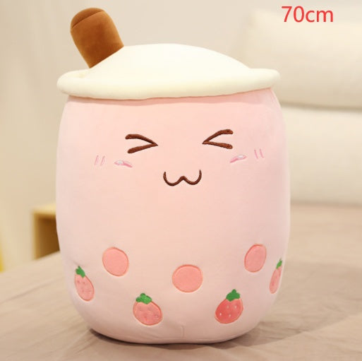Cute Bubble Tea Plush Pillow - Kawaii Strawberry Milk Tea Stuffed Toy