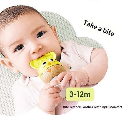 Baby Teething Rattle - Safe Silicone Teether & Rattle Toy