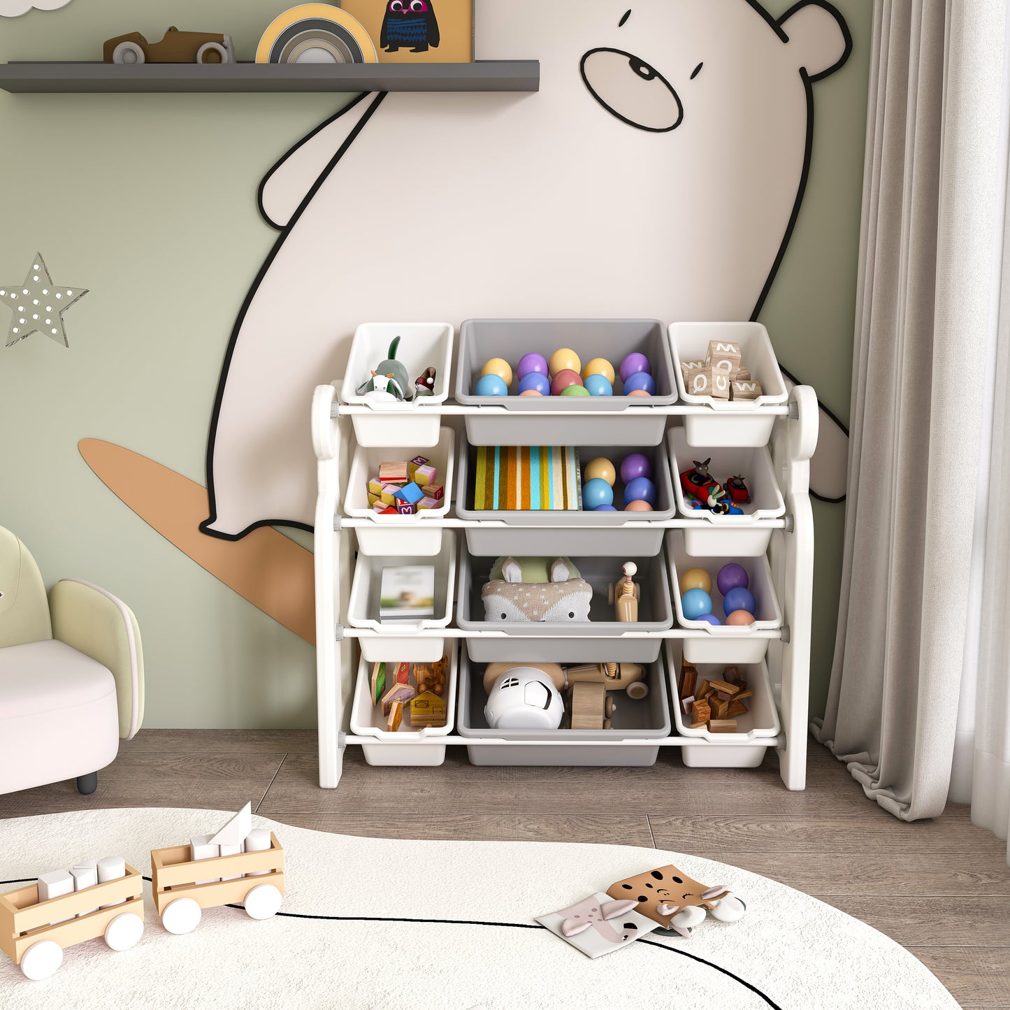 Kids Toy Storage Organizer - 12-Bin Cabinet for Playroom & Nursery