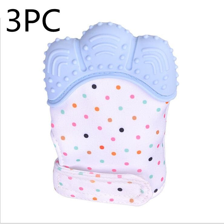 Baby Teether Gloves - Anti-Bite Silicone Molar Gloves with Sound