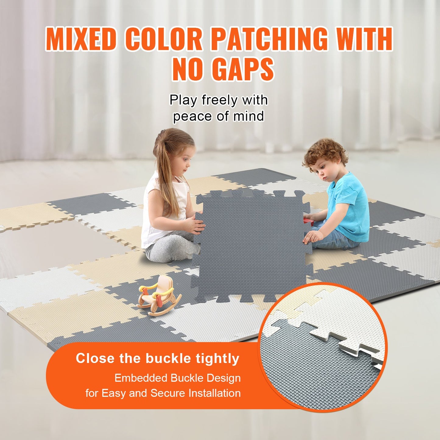 Kids Play Mat - 36 Tiles EVA Foam Puzzle Mat for Playroom & Nursery