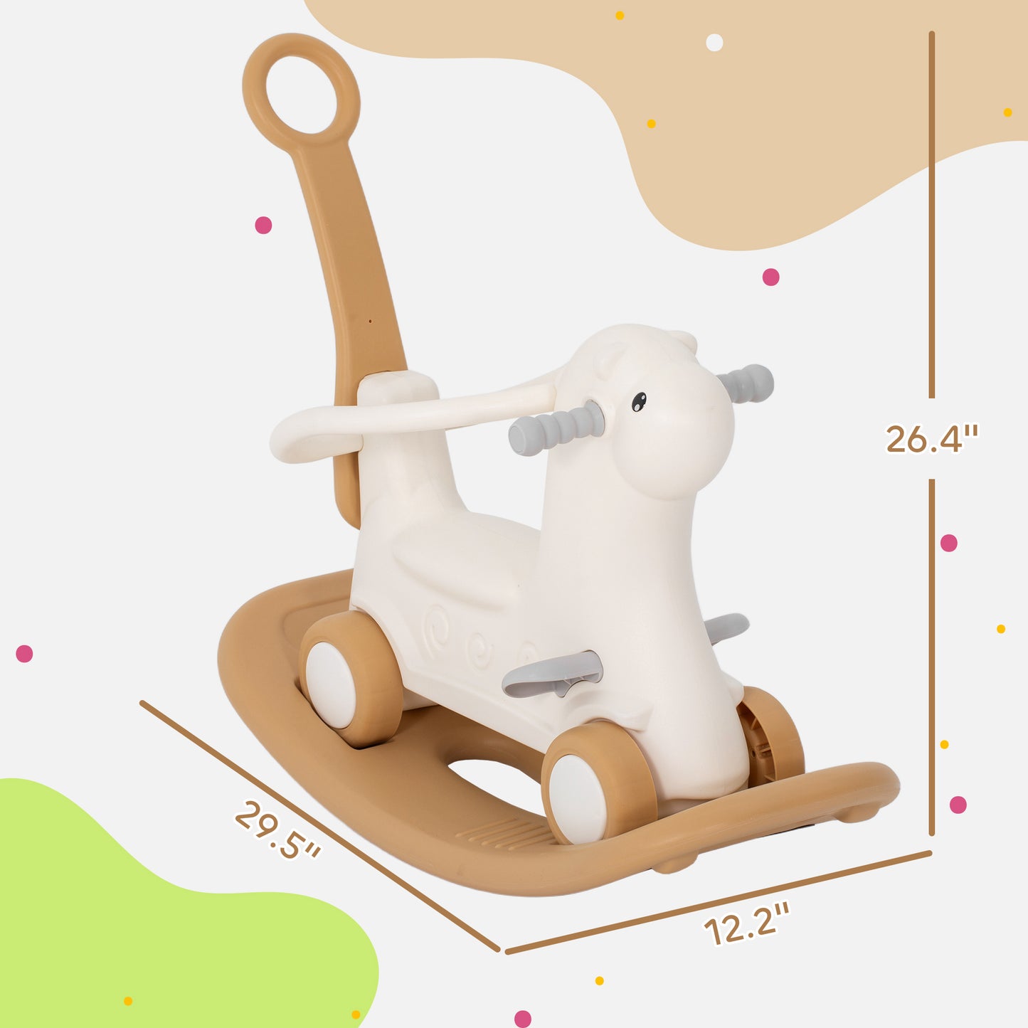 4-in-1 Rocking Horse - Detachable Balance Board & Push Handle (Brown, Ages 1-3)