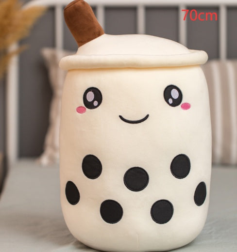 Cute Bubble Tea Plush Pillow - Kawaii Strawberry Milk Tea Stuffed Toy