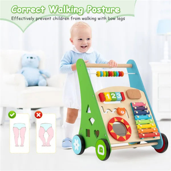 Wooden Baby Walker - 7-in-1 Activity Center for Toddlers 3 Years