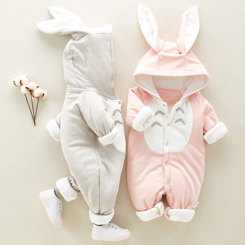 Baby Winter Romper - Cotton Padded Hooded Jumpsuit
