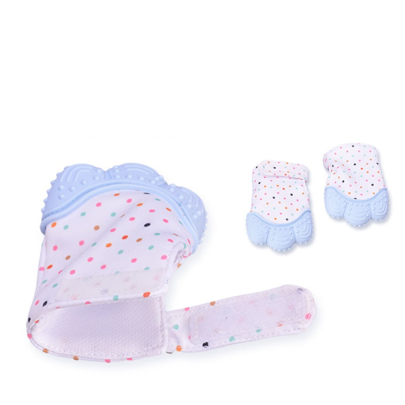 Baby Teether Gloves - Anti-Bite Silicone Molar Gloves with Sound