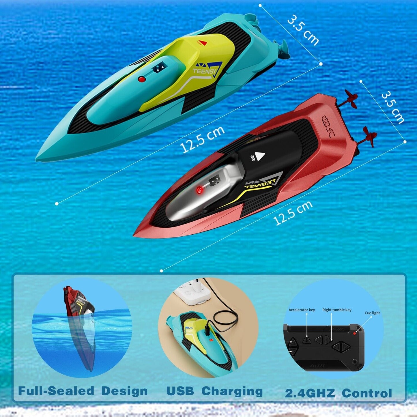 4DRC S5 Fast RC Boat - 20 MPH Racing Boat for Pools & Lakes