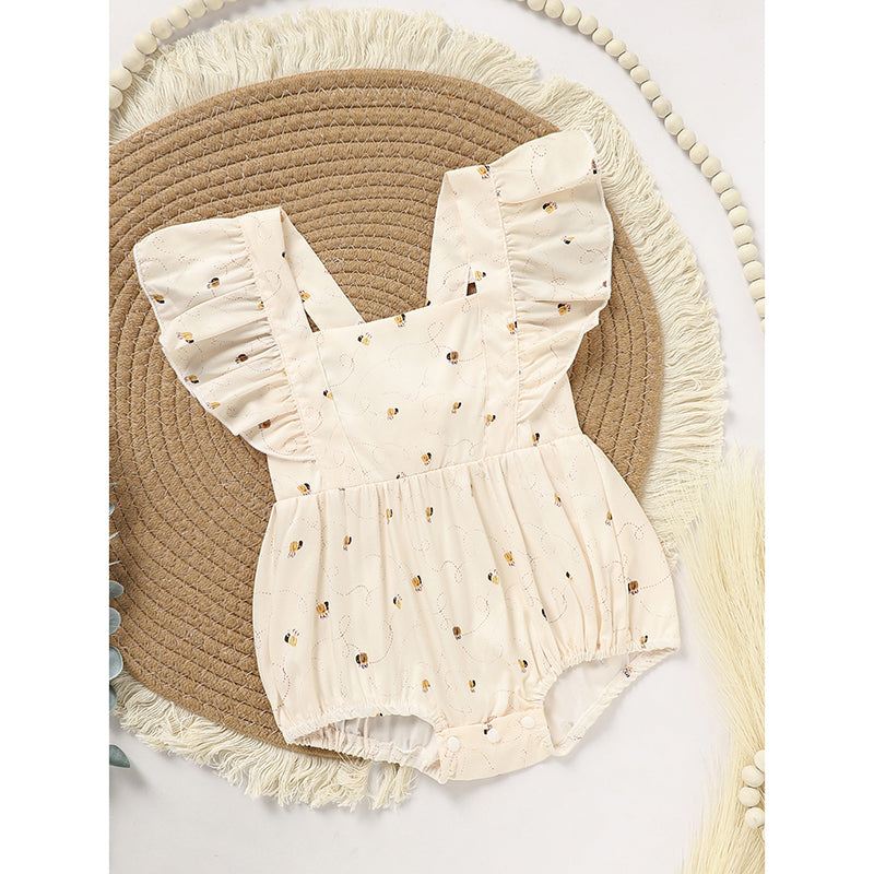Baby Girl Honeybee Bubble Romper - 1st Bee Day Birthday Outfit