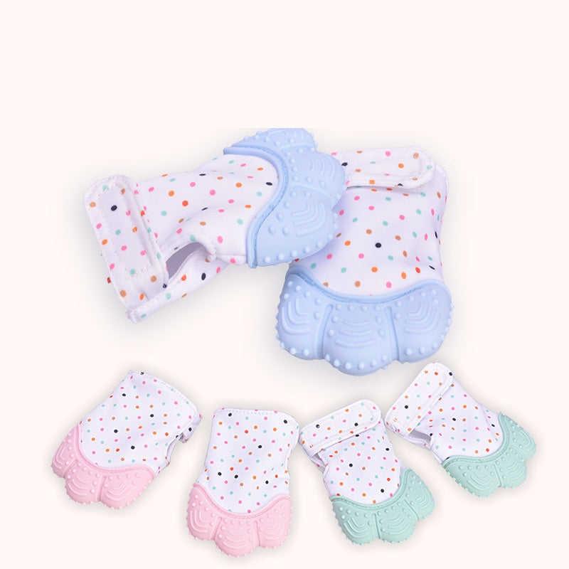 Baby Teether Gloves - Anti-Bite Silicone Molar Gloves with Sound