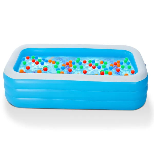 Inflatable Family Swimming Pool - Large Kiddie Pool for Kids & Adults