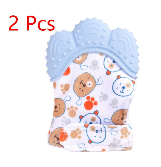 Baby Teether Gloves - Anti-Bite Silicone Molar Gloves with Sound