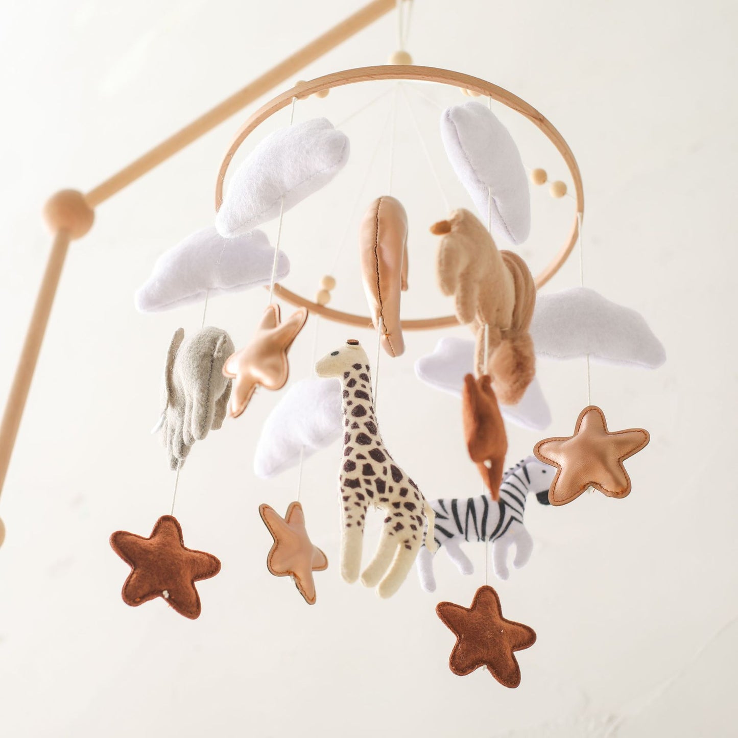 Baby Crib Mobile - Felt Forest Animal Cloud Moon Wind Chimes