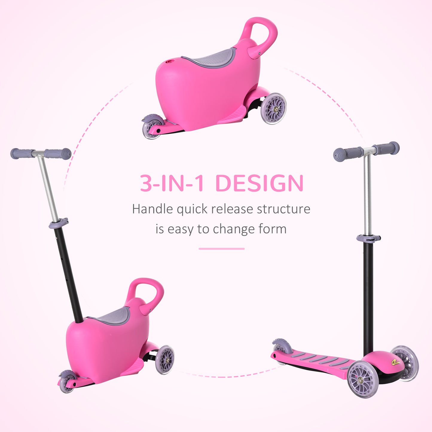 3-in-1 Ride On Push Car - Convertible Toddler Car for Ages 1-3