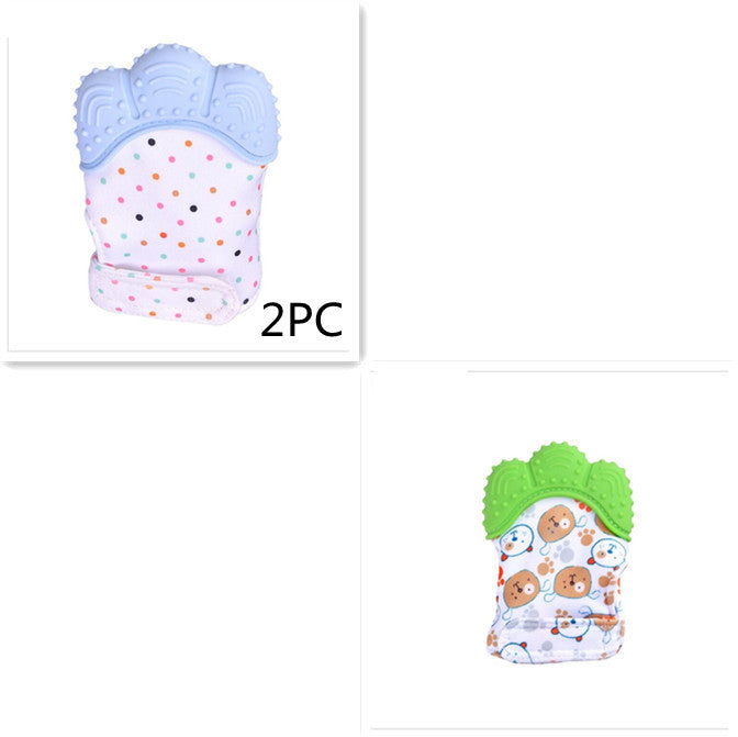 Baby Teether Gloves - Anti-Bite Silicone Molar Gloves with Sound