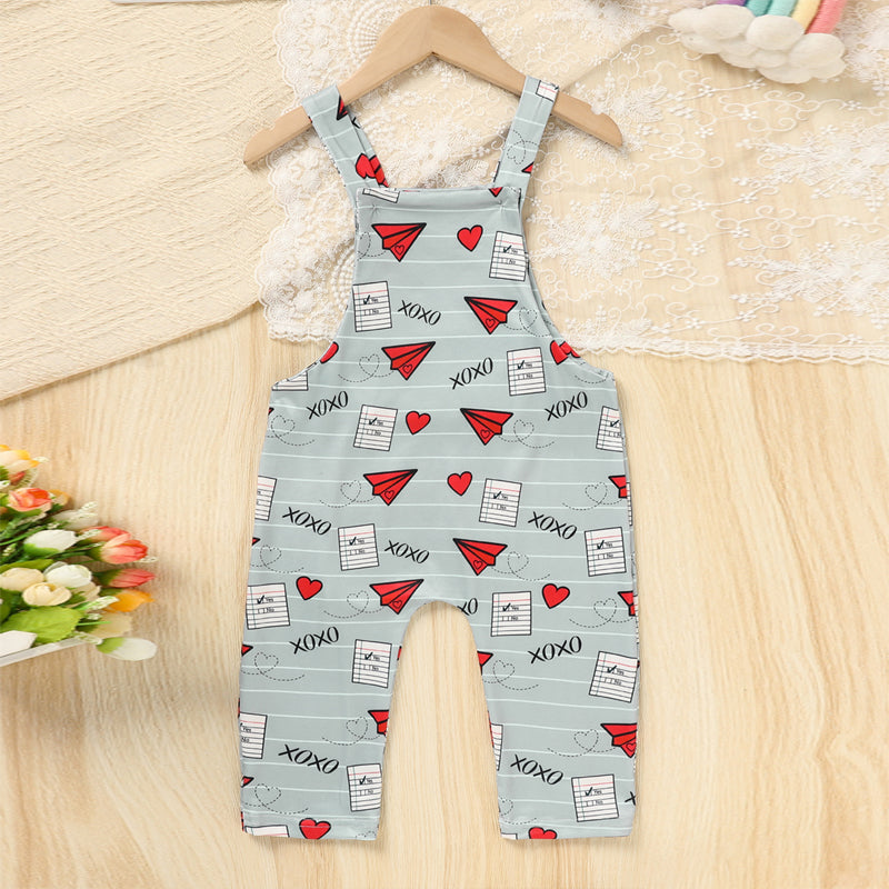 Baby Casual Overalls - Heart & Paper Plane Print Romper (Spring/Fall)