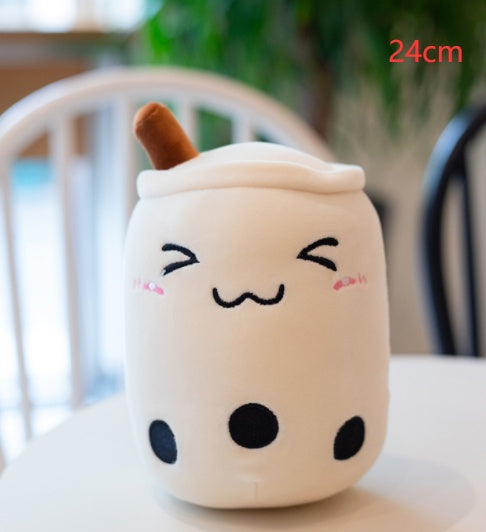 Cute Bubble Tea Plush Pillow - Kawaii Strawberry Milk Tea Stuffed Toy