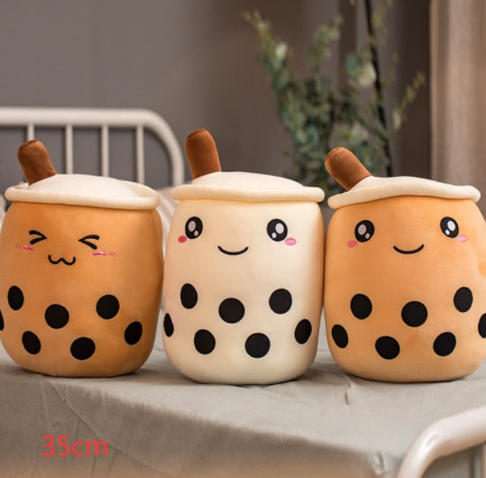 Cute Bubble Tea Plush Pillow - Kawaii Strawberry Milk Tea Stuffed Toy