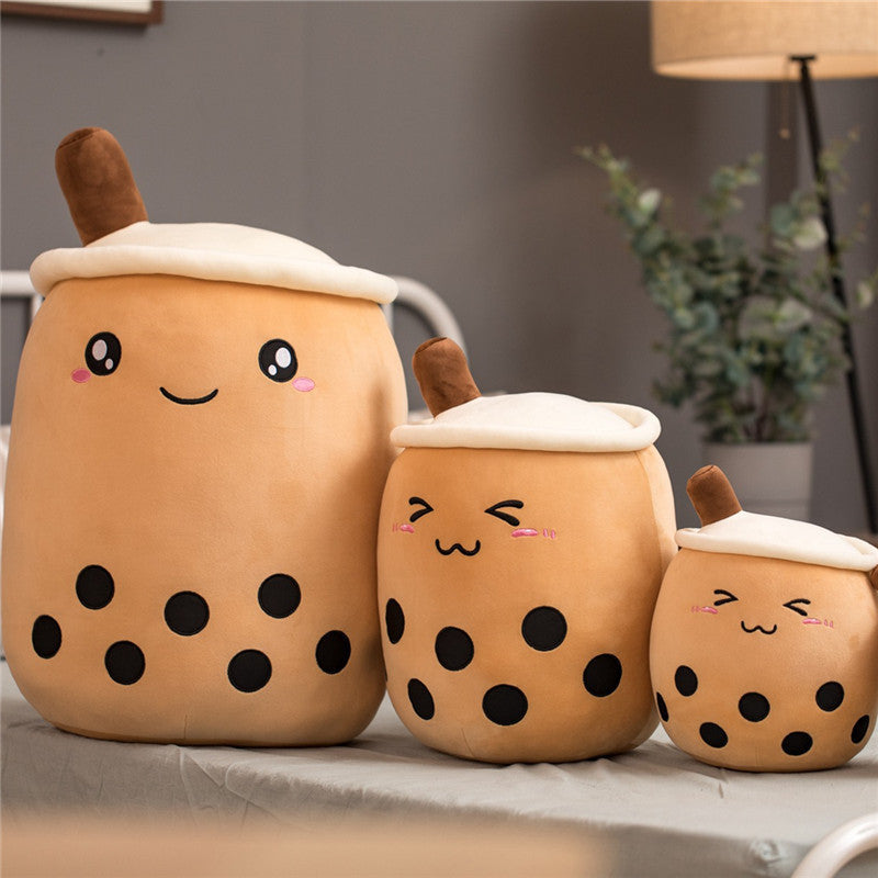 Cute Bubble Tea Plush Pillow - Kawaii Strawberry Milk Tea Stuffed Toy